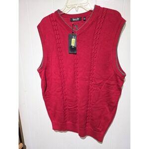 Cypress Links Sportswear  Cable Knit Red Holiday Vest Sweater Mens Large NWT